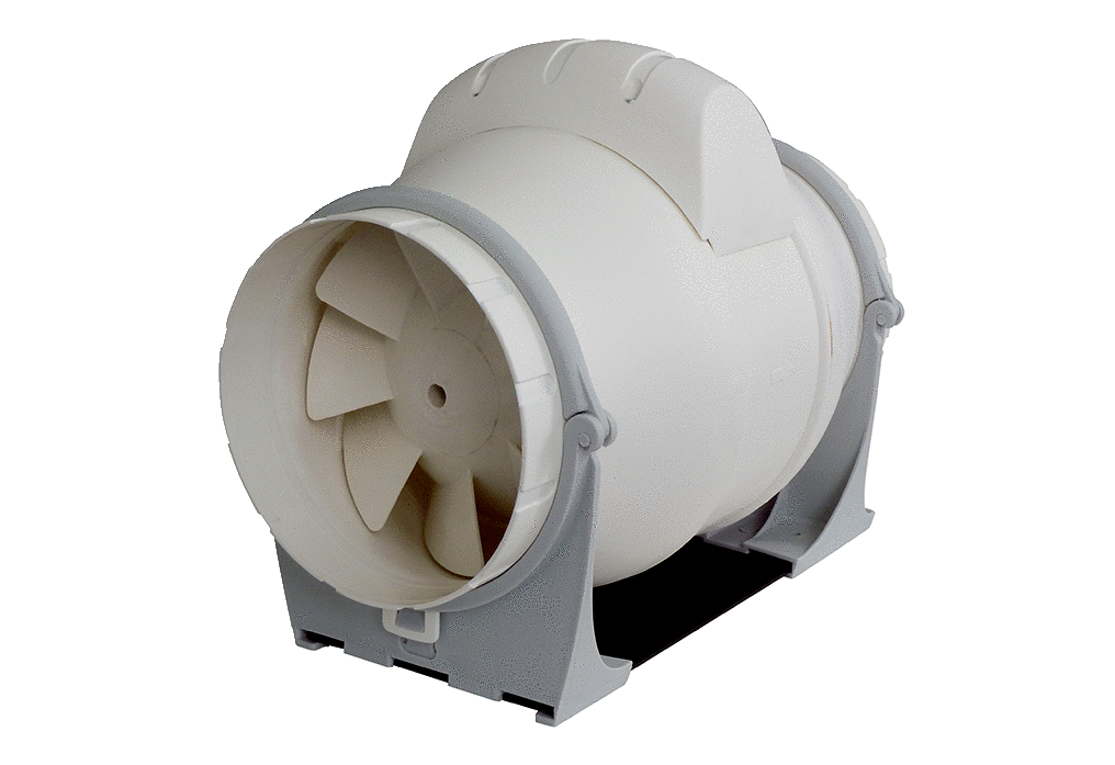 ERK 100 ST IM0015672.PNG Diagonal-Ventilator, für Rohreinbau, zweistufig, besonders leistungsstarke Ausführung mit Nachlaufrelais, einstellbar von 3 bis 15 Minuten
